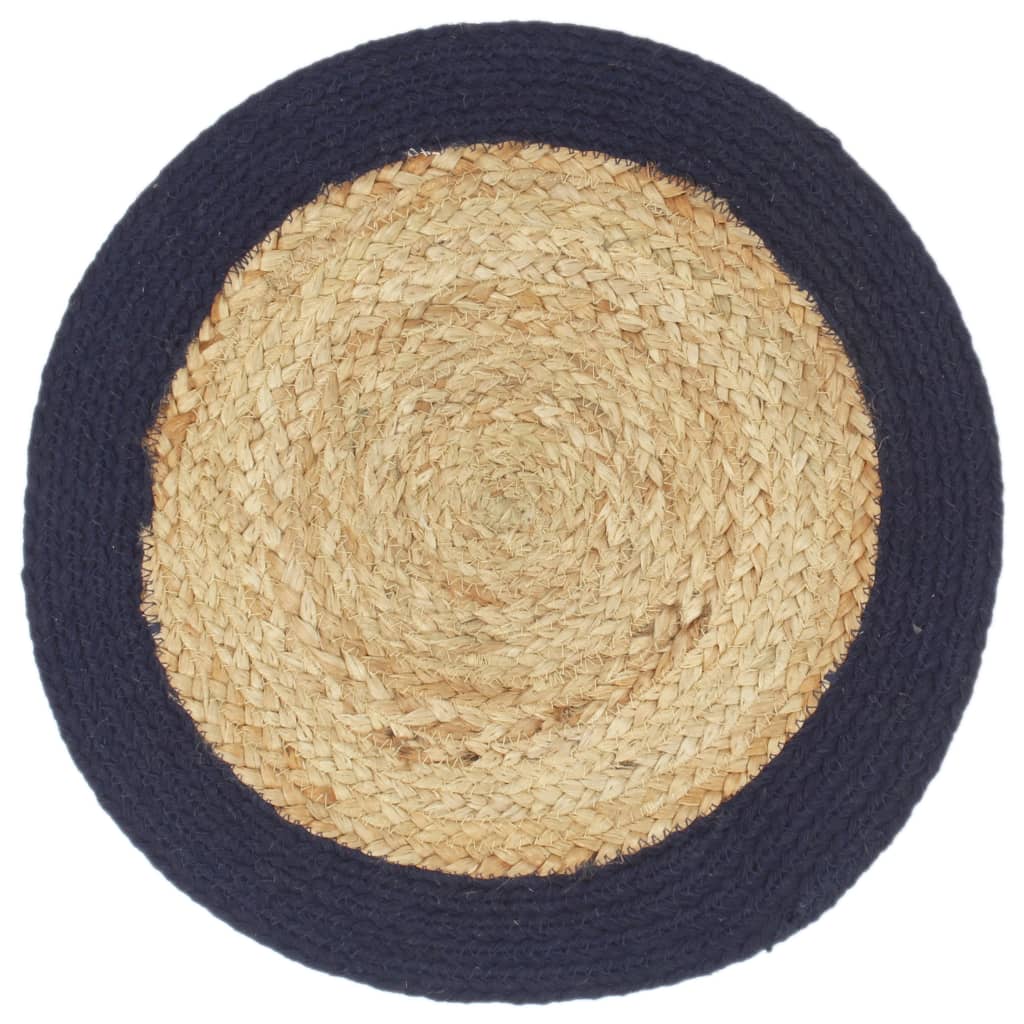 Napperons 4 pcs Naturel et bleu marine 38 cm Jute et coton