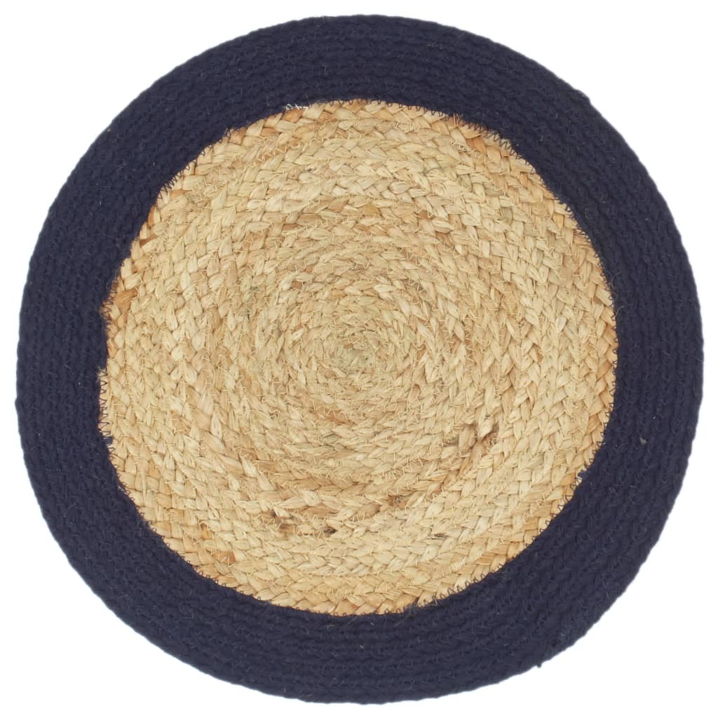 Napperons 6 pcs Naturel et bleu marine 38 cm Jute et coton