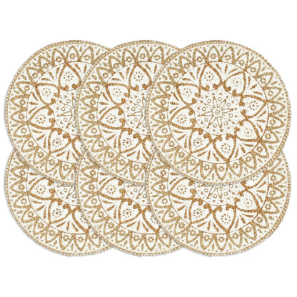 Napperons 6 pcs Blanc 38 cm Rond Jute