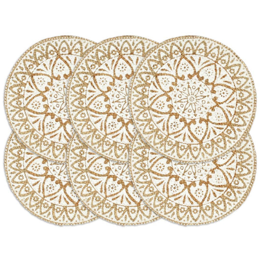 Napperons 6 pcs Blanc 38 cm Rond Jute