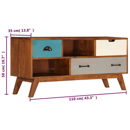 Meuble TV avec 3 tiroirs 110x35x50 cm Bois d'acacia solide