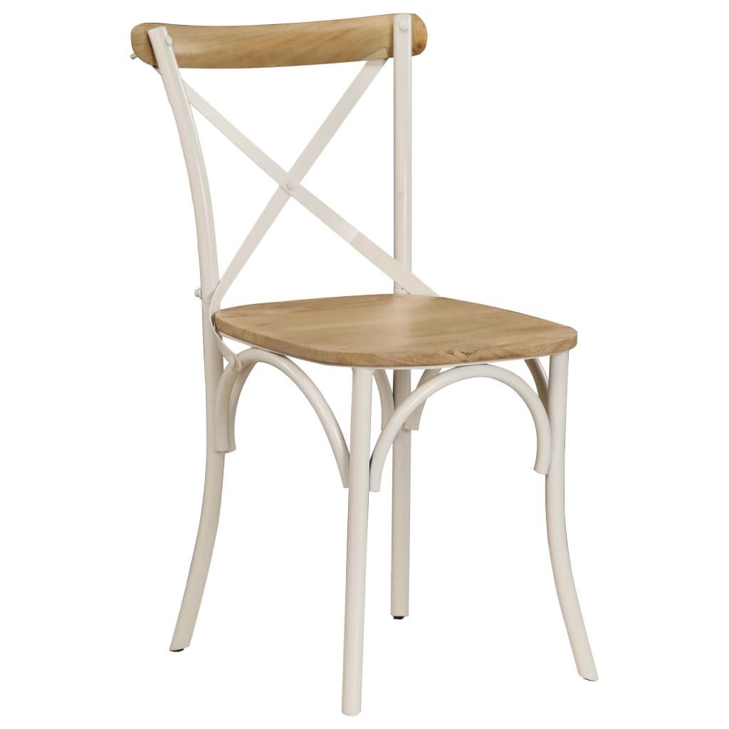 Chaises à dossier croisé lot de 2 blanc bois de manguier solide