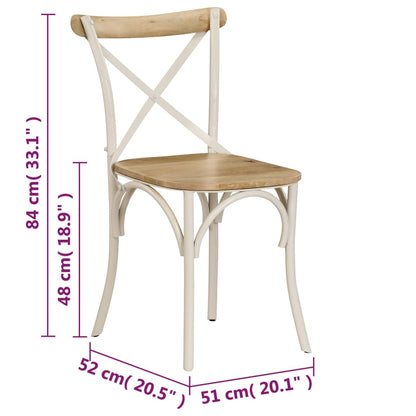 Chaises à dossier croisé lot de 2 blanc bois de manguier solide