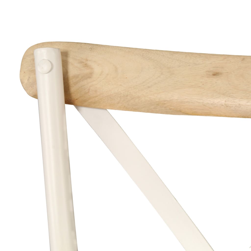 Chaises à dossier croisé lot de 2 blanc bois de manguier solide