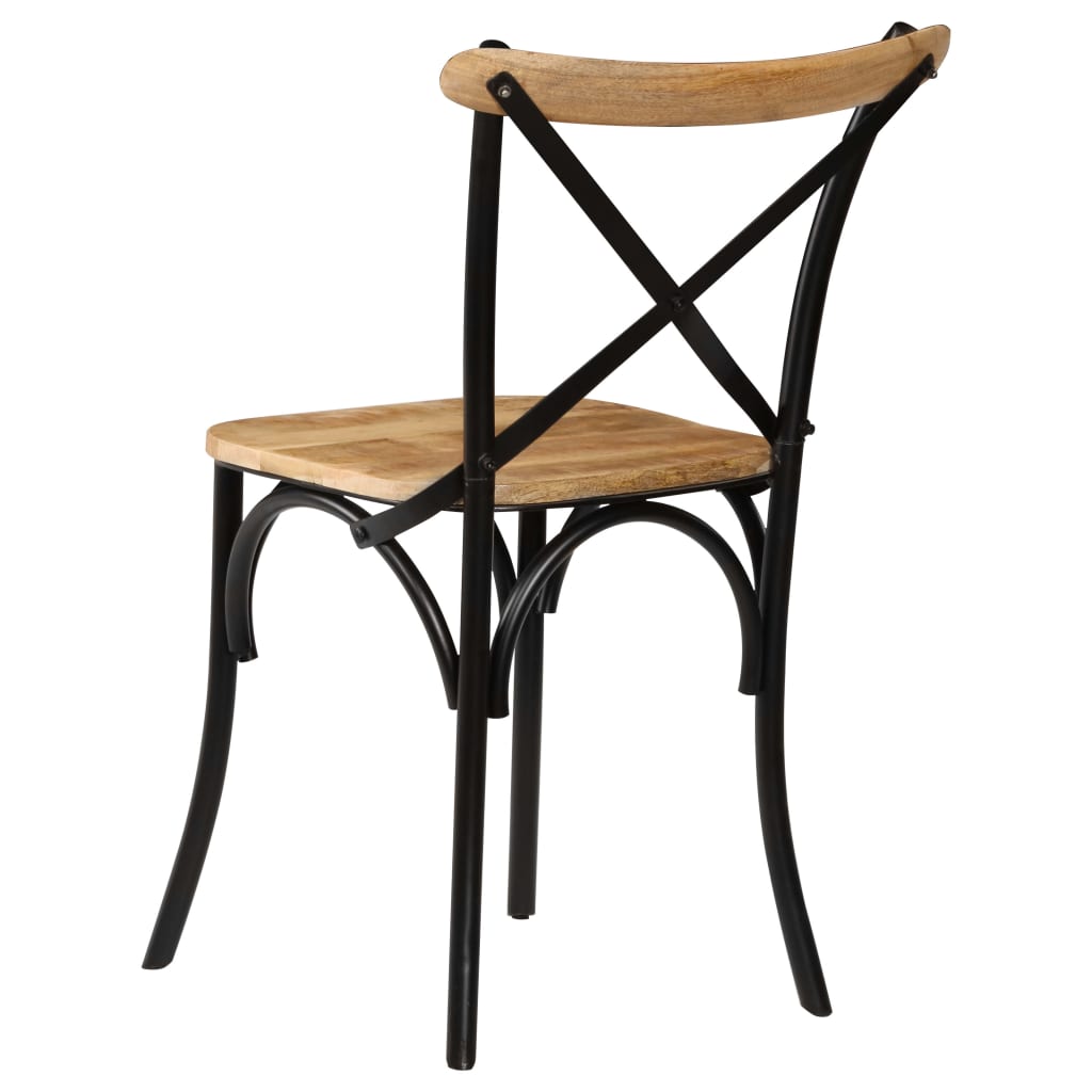 Chaises à dossier croisé lot de 2 noir bois de manguier solide