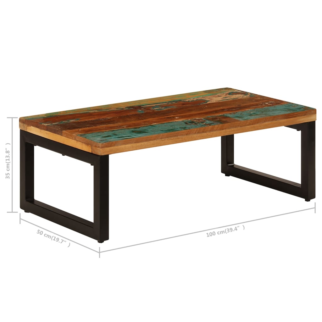 Table basse 100x50x35 cm Bois de récupération solide et acier