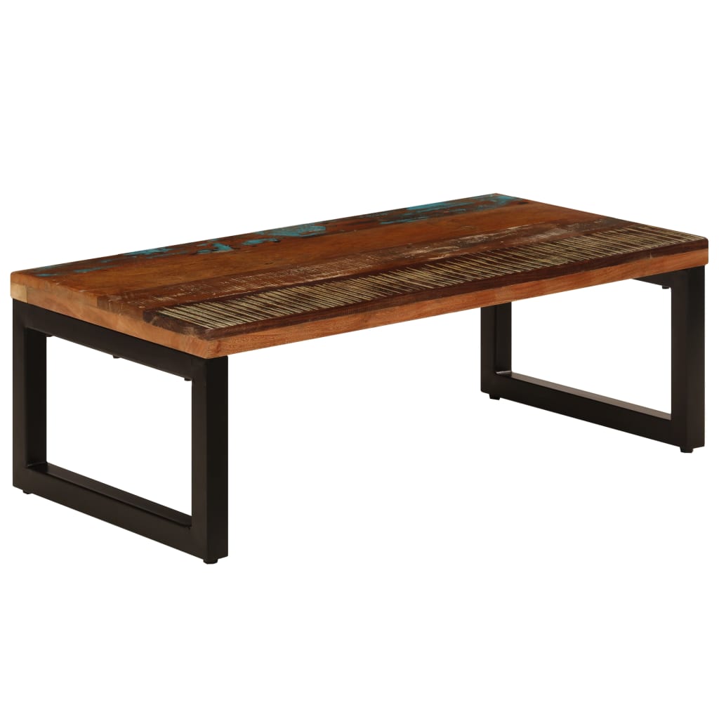 Table basse 100x50x35 cm Bois de récupération solide et acier