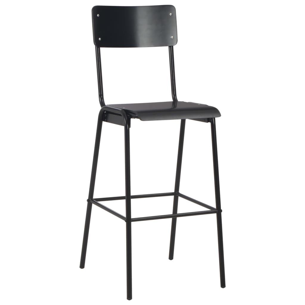 Chaises de bar lot de 2 noir contreplaqué solide et acier