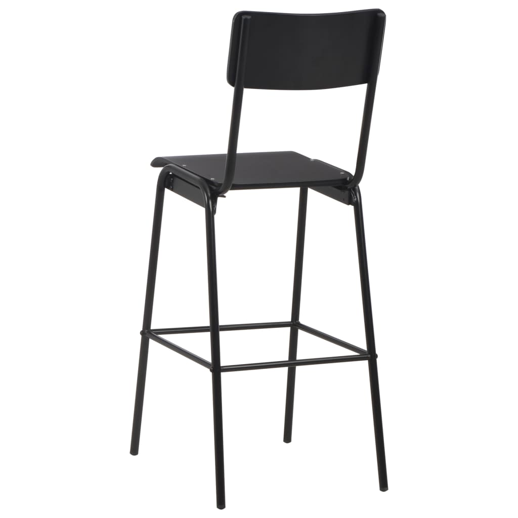 Chaises de bar lot de 2 noir contreplaqué solide et acier