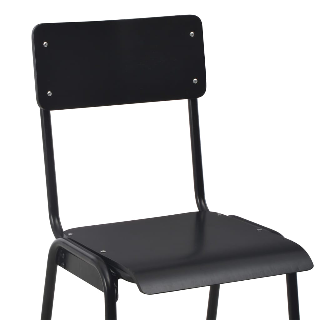 Chaises de bar lot de 2 noir contreplaqué solide et acier