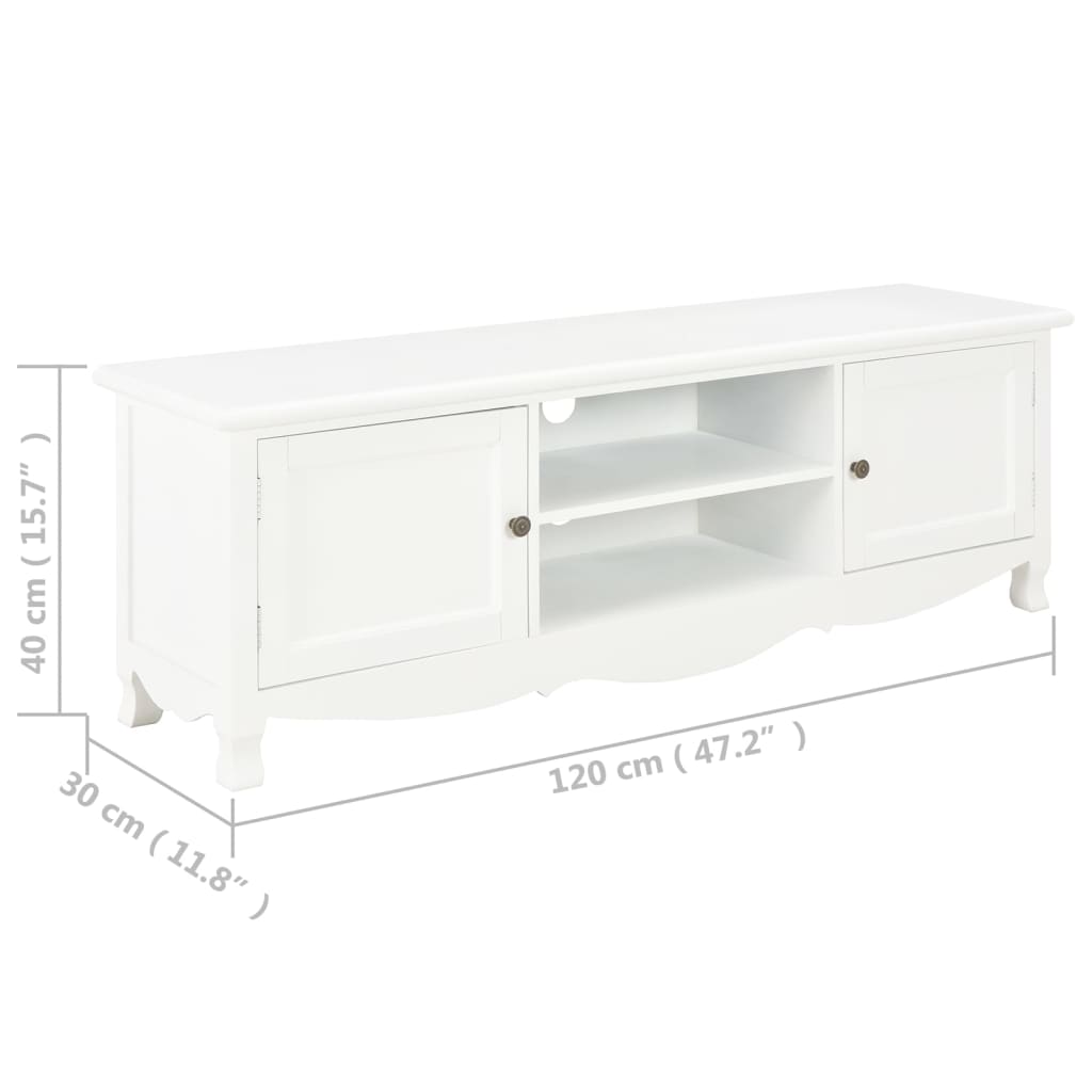 Meuble TV Blanc 120x30x40 cm Bois