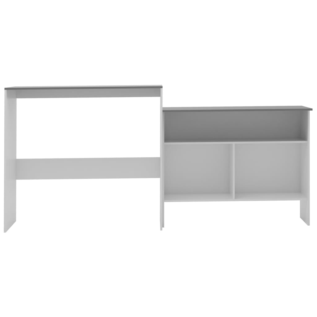 Table de bar avec 2 dessus de table Blanc et gris 130x40x120 cm