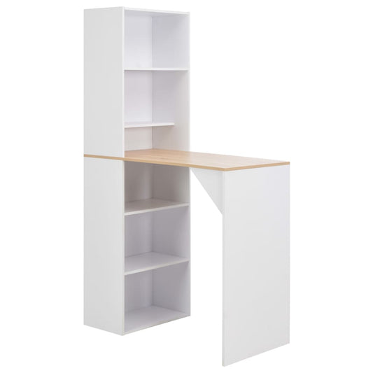 Table de bar avec armoire Blanc 115x59x200 cm