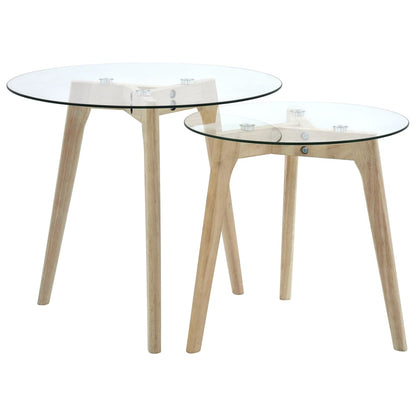 Ensemble de tables d'appoint 2 pcs Verre trempé