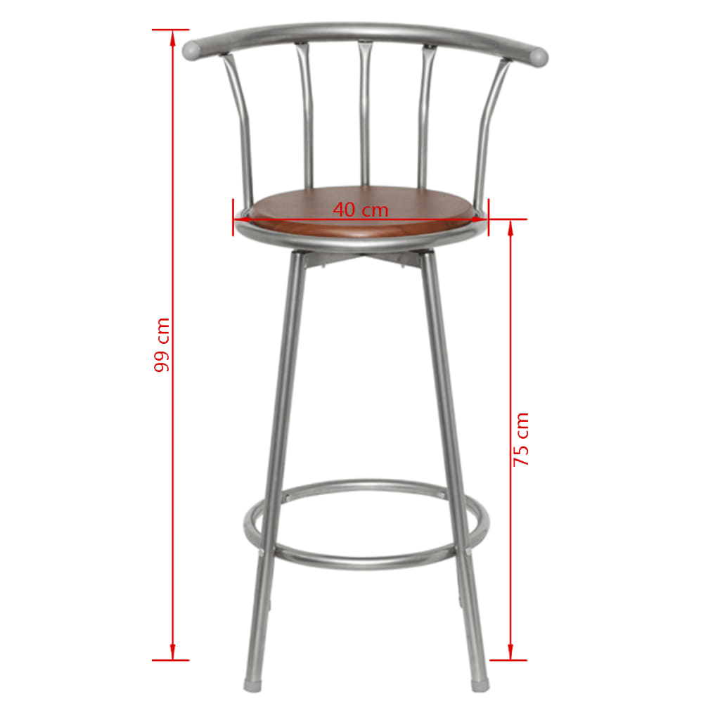 Tabourets de bar lot de 2 marron acier