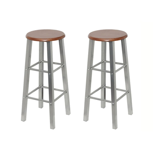 Tabouret de bar lot de 2 métal avec siège en MDF