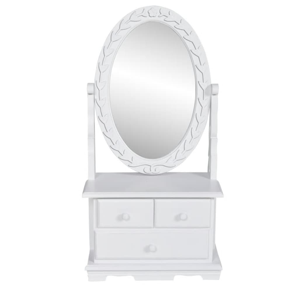 Coiffeuse avec miroir pivotant ovale MDF