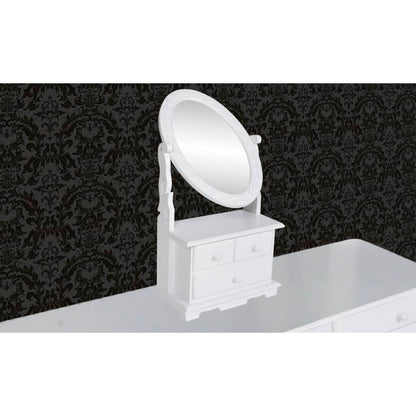 Coiffeuse avec miroir pivotant ovale MDF