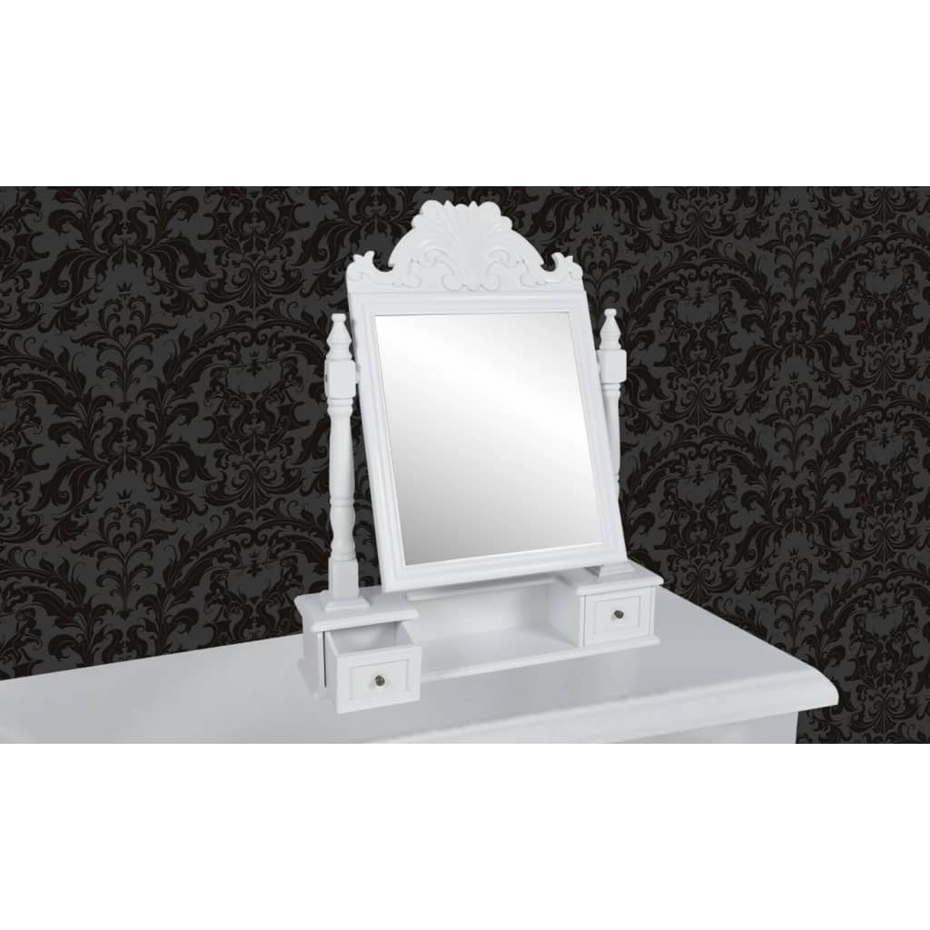 Coiffeuse avec miroir pivotant rectangulaire MDF