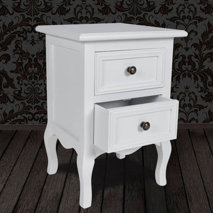 Table de chevet avec 2 tiroirs MDF Blanc