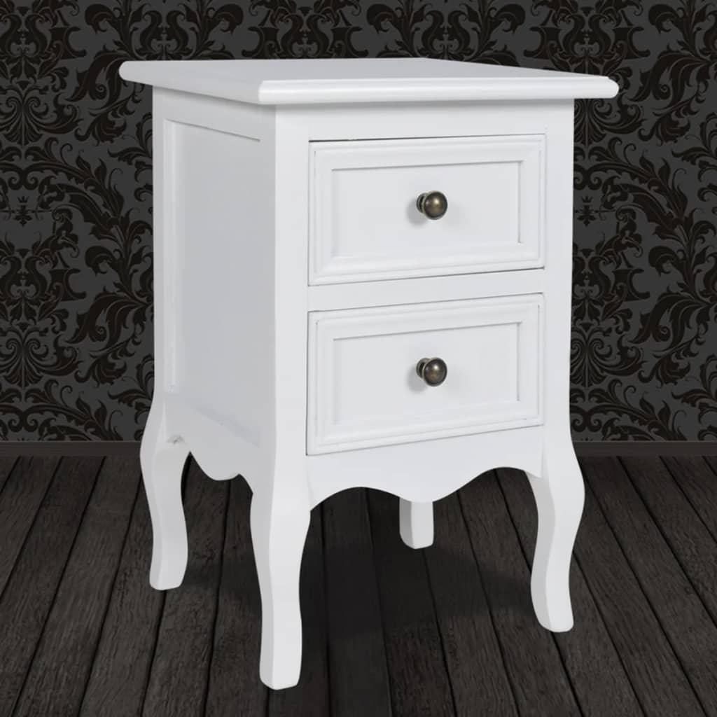 Table de chevet avec 2 tiroirs MDF Blanc