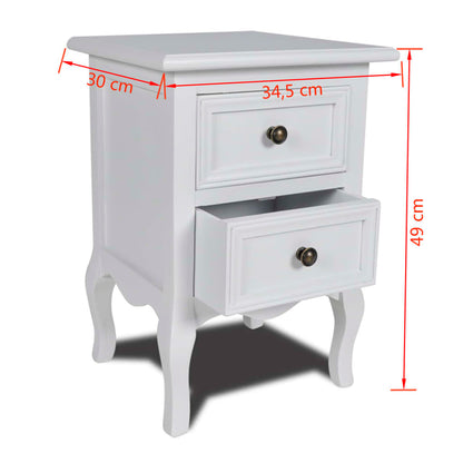 Table de chevet avec 2 tiroirs MDF Blanc