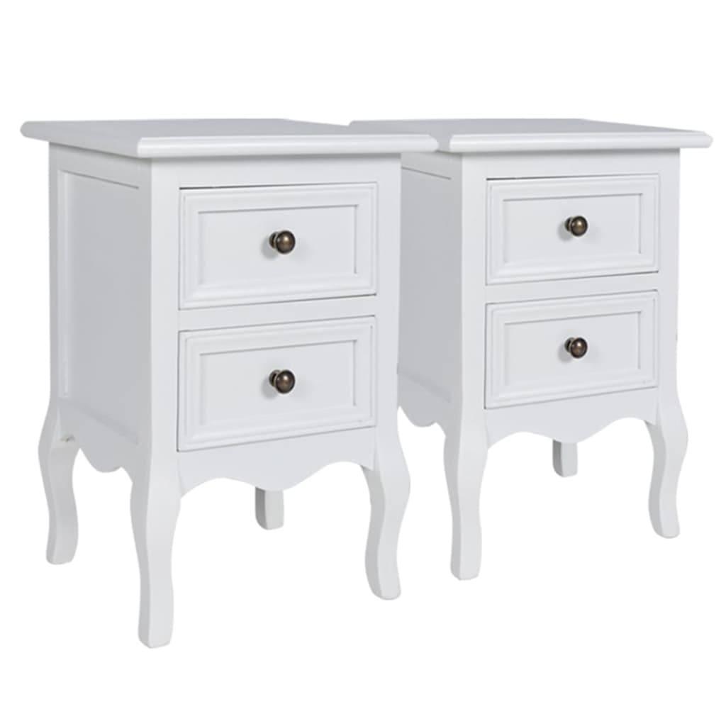 Table de chevet 2 pcs avec 2 tiroirs MDF Blanc