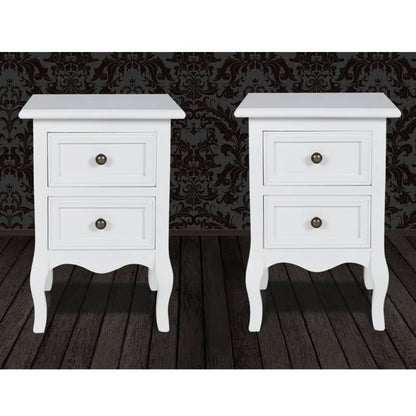 Table de chevet 2 pcs avec 2 tiroirs MDF Blanc