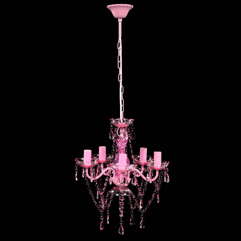 Lustre avec 5 ampoules Crystal rose