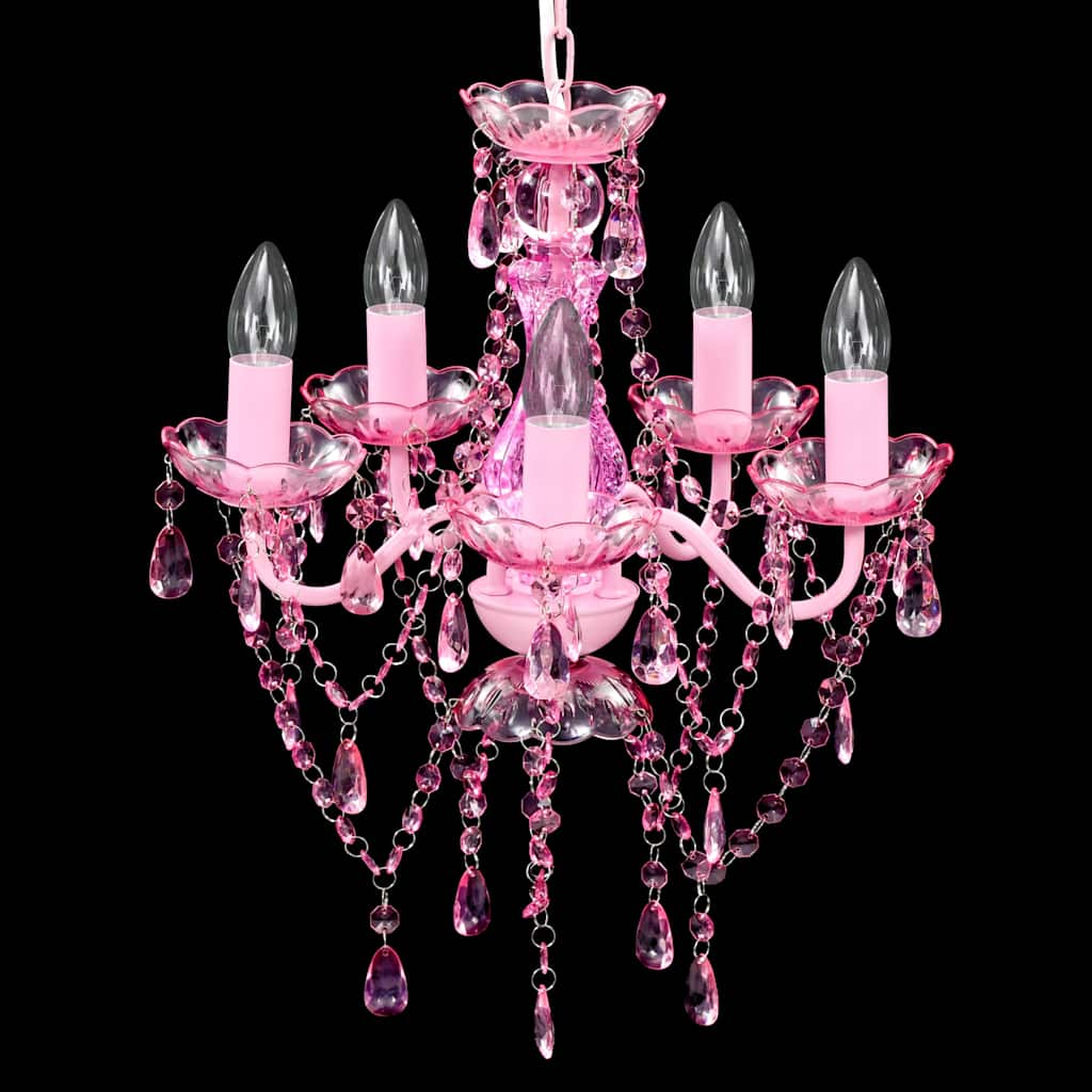 Lustre avec 5 ampoules Crystal rose