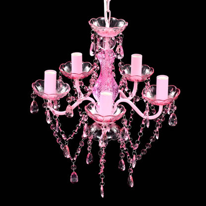 Lustre avec 5 ampoules Crystal rose