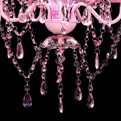 Lustre avec 5 ampoules Crystal rose