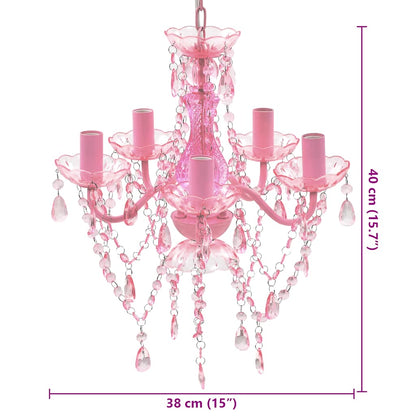 Lustre avec 5 ampoules Crystal rose