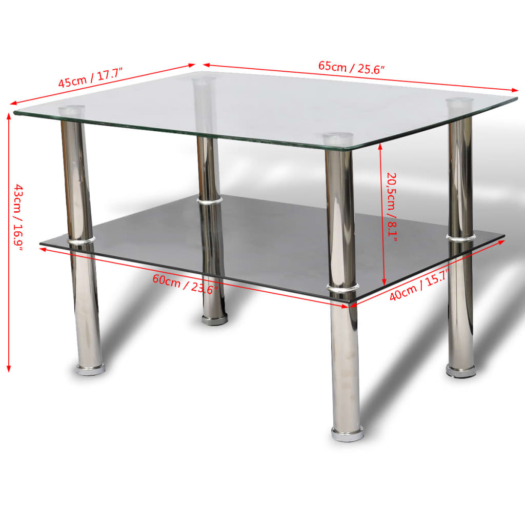 Table basse avec 2 étagères Verre