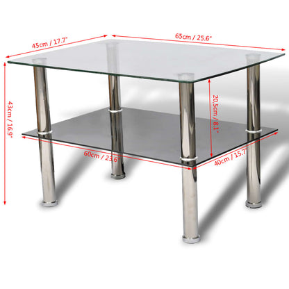 Table basse avec 2 étagères Verre