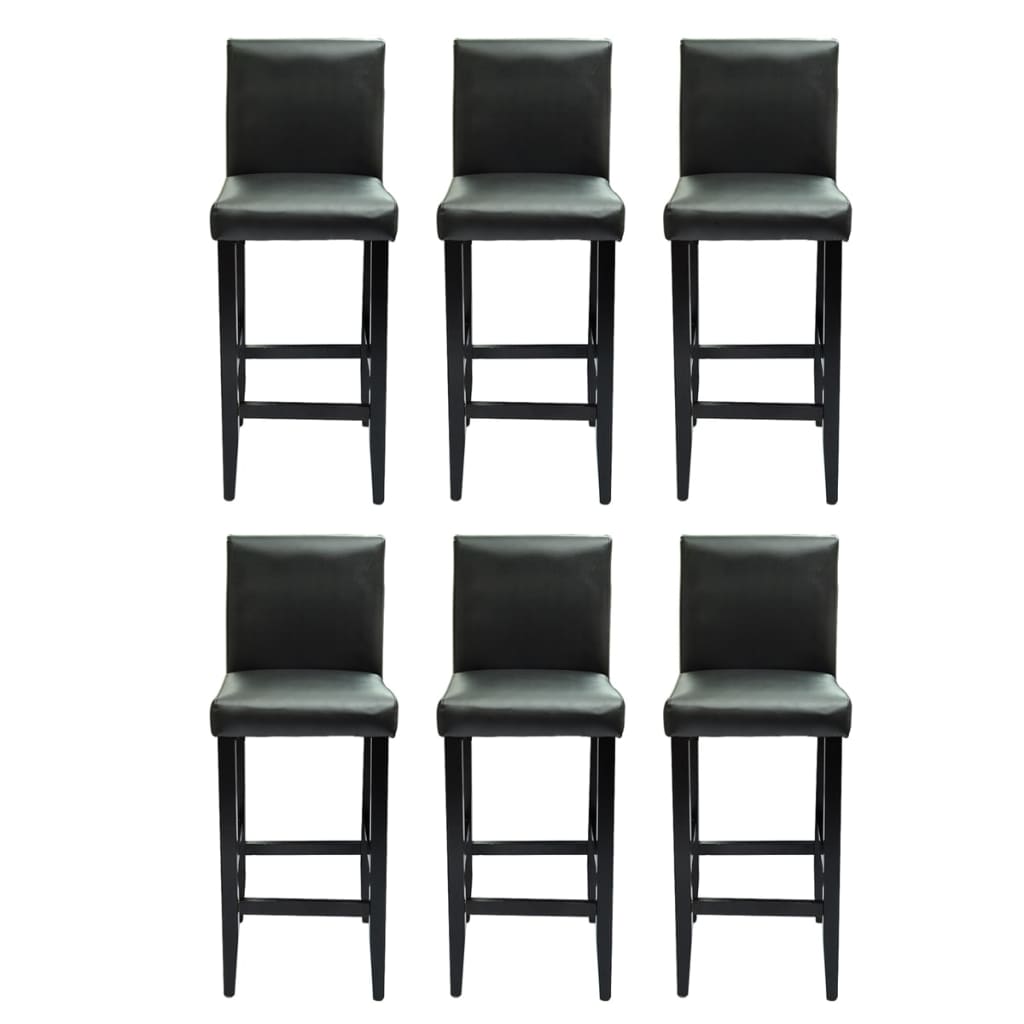 Tabourets de bar lot de 6 noir similicuir