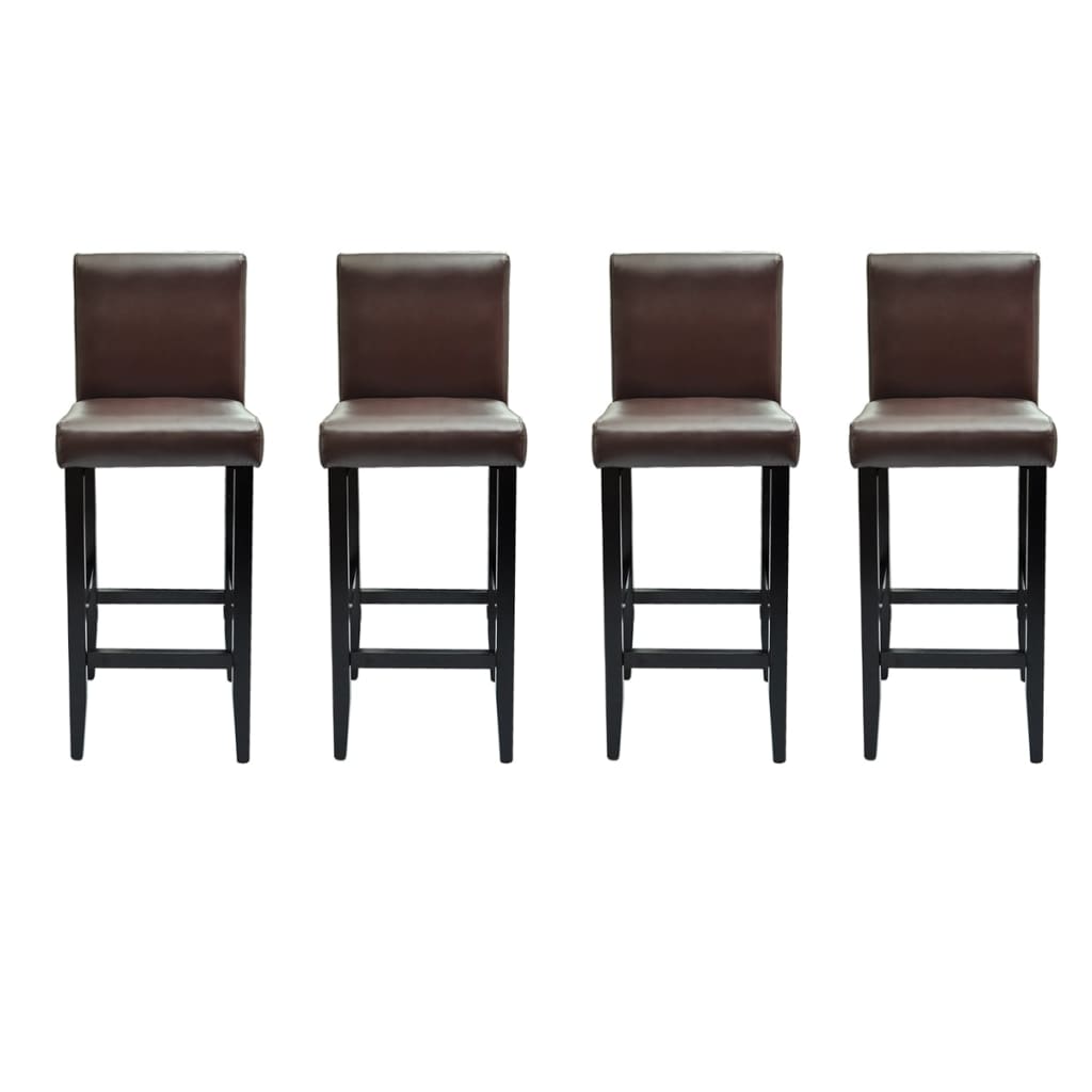 Tabourets de bar lot de 4 marron foncé similicuir