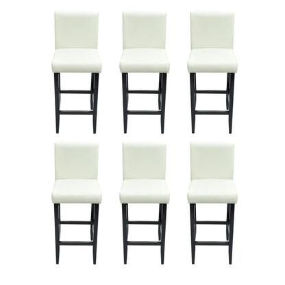 Tabourets de bar lot de 6 blanc similicuir