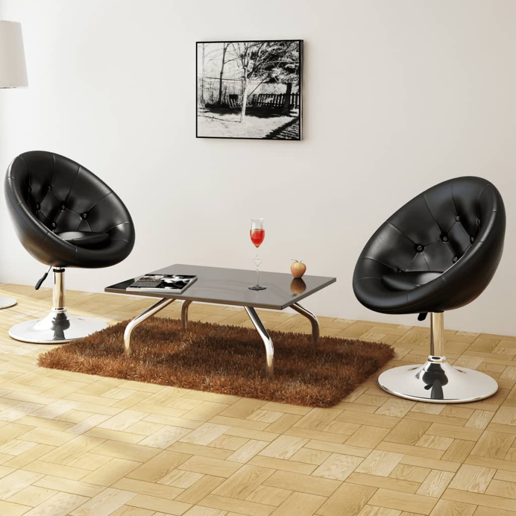 Tabourets de bar lot de 2 noir similicuir