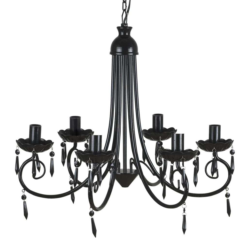 Lustre suspendu Noir 6 douilles d'ampoule