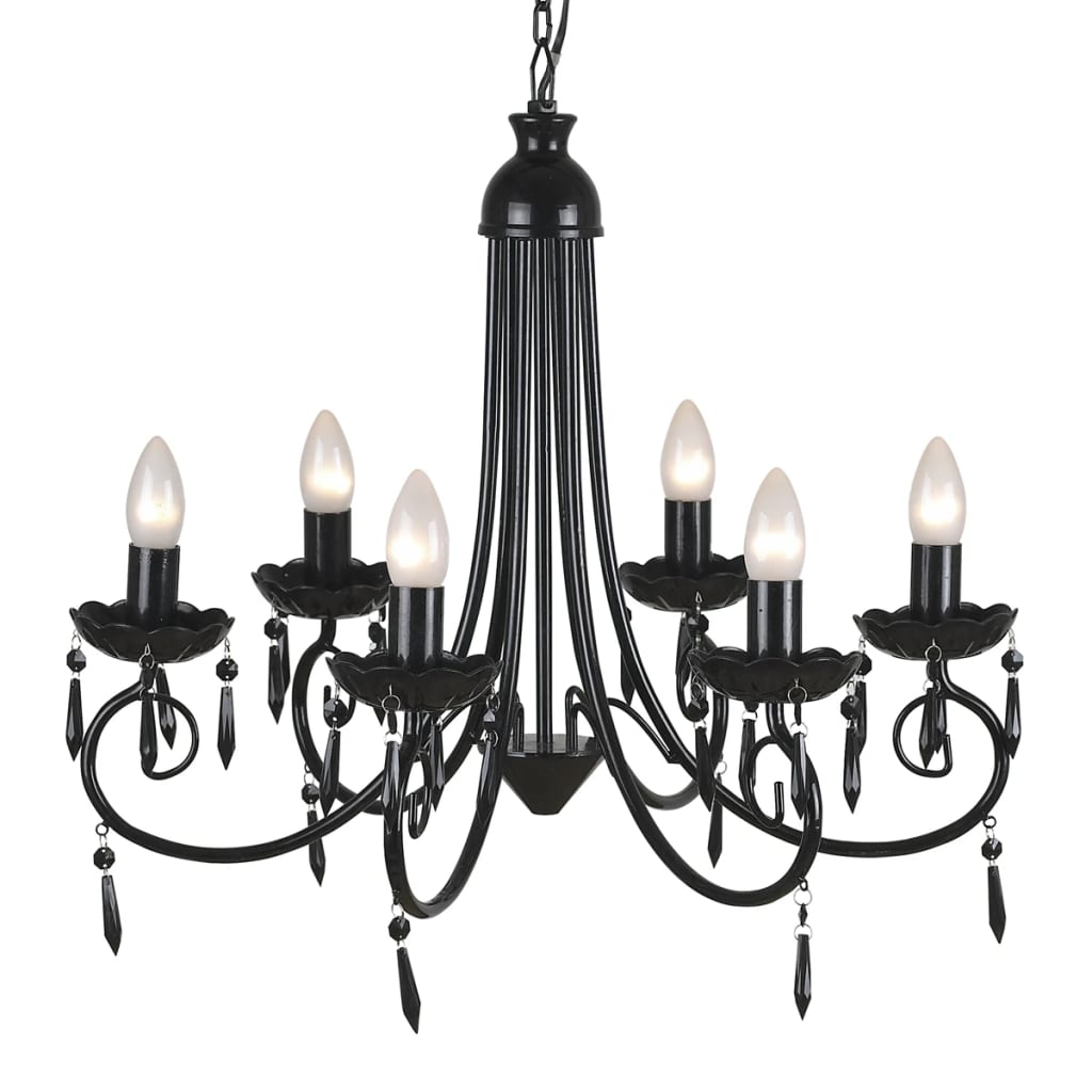 Lustre suspendu Noir 6 douilles d'ampoule