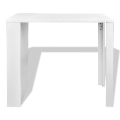 Table de bar MDF avec casier à bouteilles Blanc haut brillance