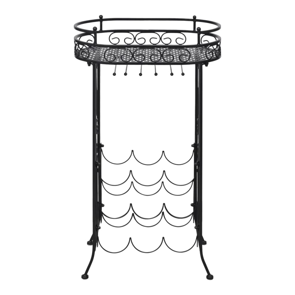 Casier à bouteilles avec porte-verre pour 9 bouteilles Métal