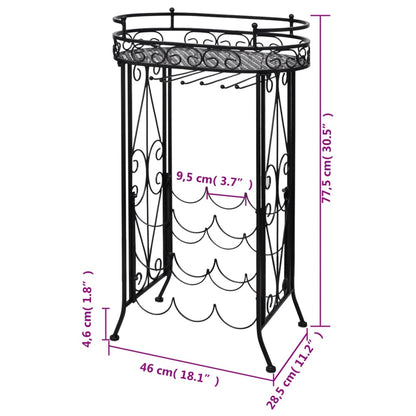 Casier à bouteilles avec porte-verre pour 9 bouteilles Métal