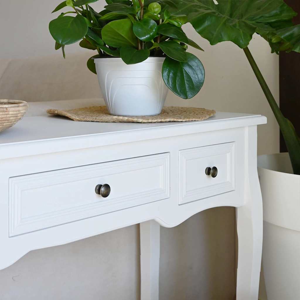 Table de console et coiffeuse avec 3 tiroirs Blanc