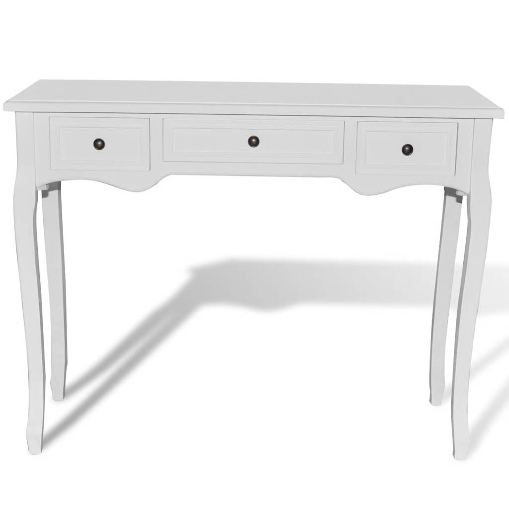 Table de console et coiffeuse avec 3 tiroirs Blanc