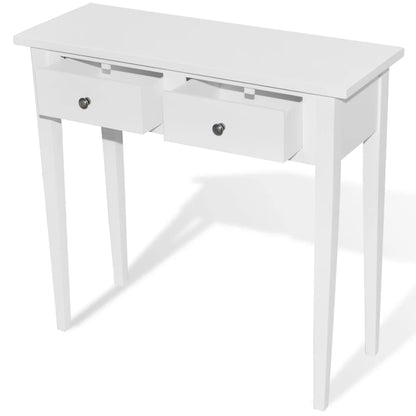 Table de console et coiffeuse avec 2 tiroirs Blanc