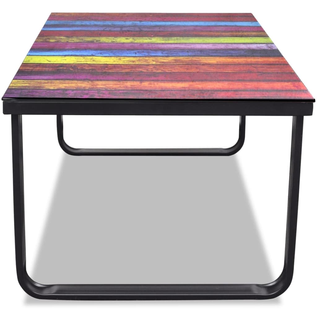 Table basse avec impression d'arc-en-ciel Dessus en verre