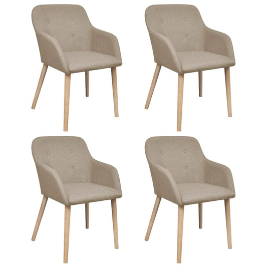 Chaises à manger lot de 4 beige tissu et chêne massif