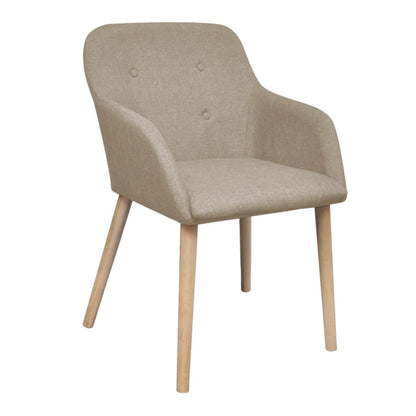 Chaises à manger lot de 4 beige tissu et chêne massif